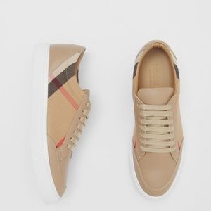Burberry Leather and Checked Canvas Sneakers
